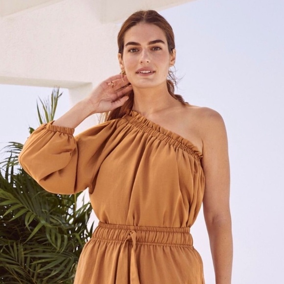 EVEREVE Burnt Gold Shane One Shoulder Top‎ Size XS - Picture 1 of 7